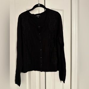 NWOT Torrid Black Cardigan with Lace Detail